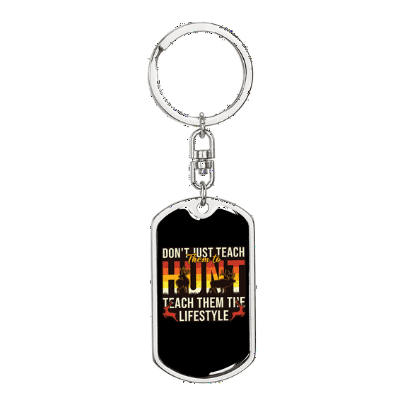 Hunting Lifestyle Stainless Steel or 18k Gold Premium Swivel Dog Tag Keychain