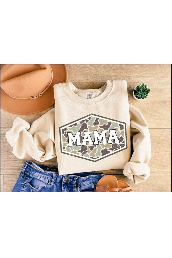 Hunting Mama Sweatshirt, Duck Hunting Camo Pullover, Mallard Duck Mom Life Top, Unisex Adult Casual Everyday Wear