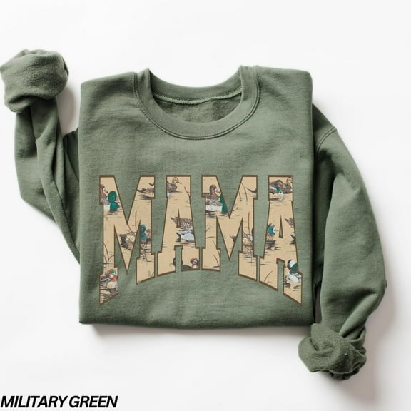 Hunting Mama Sweatshirt, Duck Hunting Shirt, Mama of Hunters, Camo Mama Sweatshirt, Hunting Season, Mom Life Shirt, Fall Sweatshirt for Her Sweatshirt All Size S-5XL