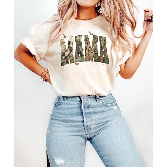 Hunting Mama Tshirt, Camo Mama Shirt, Hunting Lover, Camouflage Mama T-Shirt, Preppy Varsity Mama Shirt, Retro Hunting Mama Tee