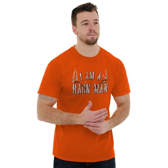 Rack Man Funny Deer Antler Hunting Men's Graphic T Shirt Tees Brisco Brands X
