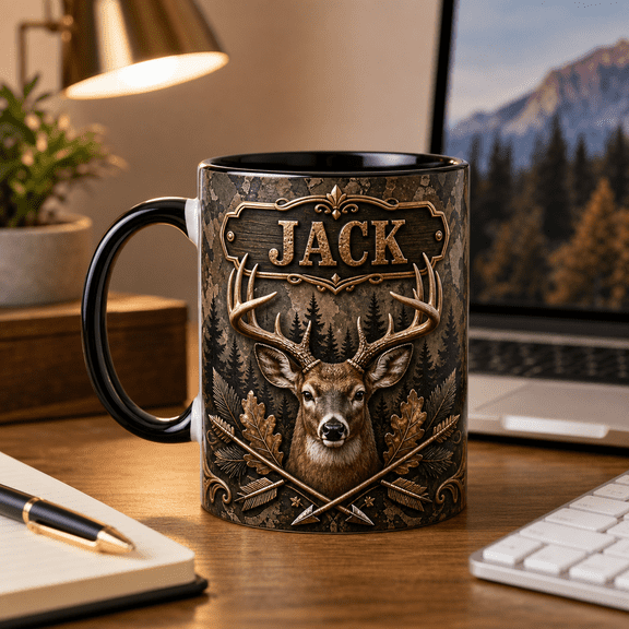 Hunting Mug 2D Printed 3D Effect Personalized Hunter Gift Mug for Dad