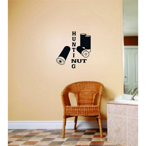 Hunting Nut Gun Bullets Graphic Design Picture Art Mens Boys Animal Hunters Sticker Vinyl Wall Decal 18 X 18 Inches
