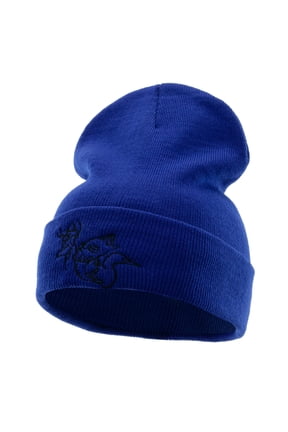 Hunting Party Embroidered 12 Inch Long Knitted Beanie - Royal OSFM