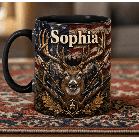 Hunting Patriot Mug 2D Printed 3D Effect Outdoor Mug for Deer Hunters
