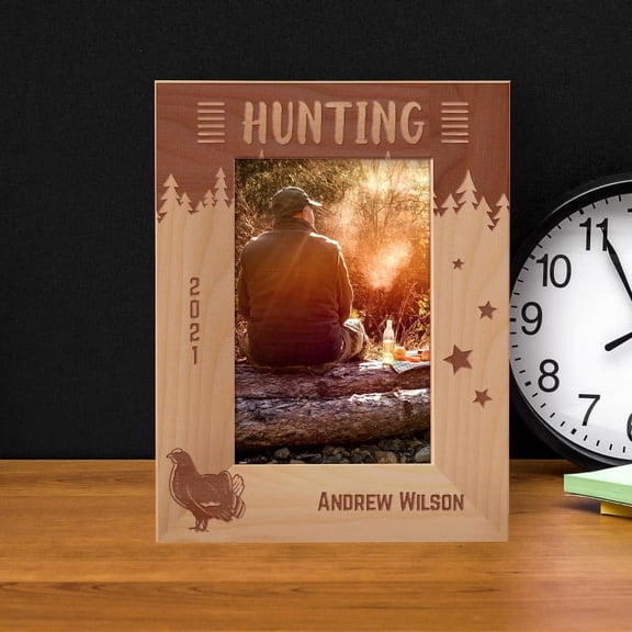Hunting Personalized Wooden Frame 4" x 6" Brown (Vertical)