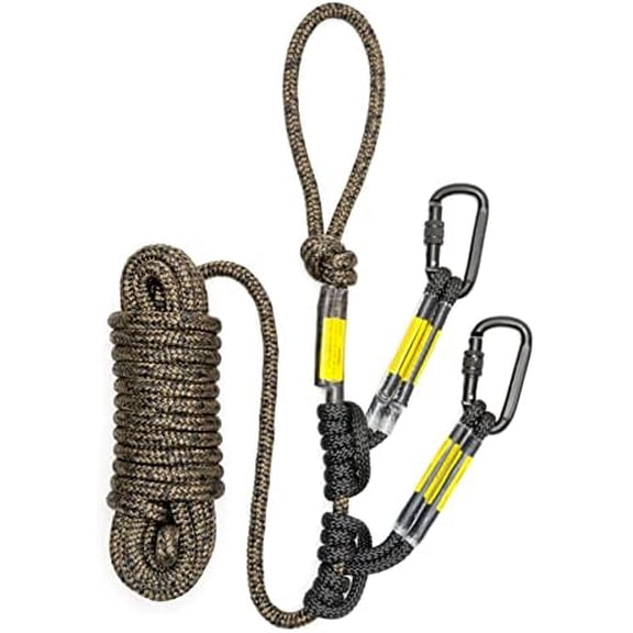 Hunting Safety Rope 30ft with Two Prusik Knots and Carabiners for Hunters to Climb Tree Stands to Hang Ladder Stands or Bow Lifelines to Prevent Falls While Hunting on Stands.$$Other