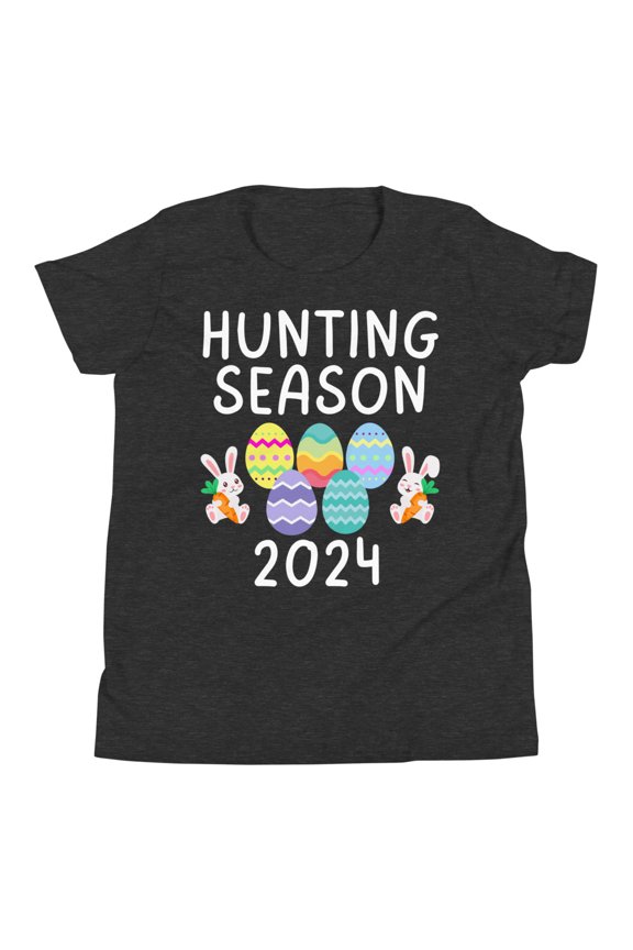 Hunting Season 2024 Shirt, Unisex Youth, Funny Easter Day 2024 Shirt, Easter Eggs Shirt, Egg Hunt Hunter Shirt, Funny Easter Bunny Shirt (Dark Grey Heather, S)