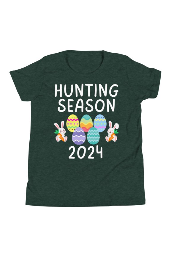 Hunting Season 2024 Shirt, Unisex Youth, Funny Easter Day 2024 Shirt, Easter Eggs Shirt, Egg Hunt Hunter Shirt, Funny Easter Bunny Shirt (Heather Forest, XL)