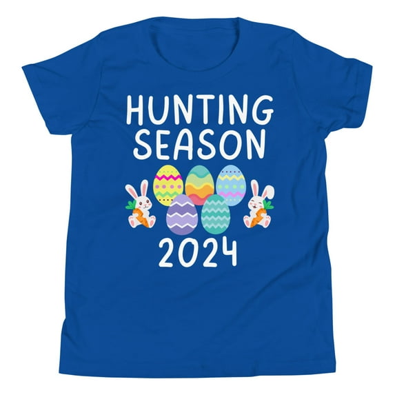 Hunting Season 2024 Shirt, Unisex Youth, Funny Easter Day 2024 Shirt, Easter Eggs Shirt, Egg Hunt Hunter Shirt, Funny Easter Bunny Shirt (True Royal, S)