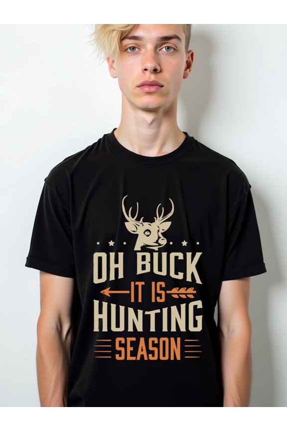 Hunting Season Buck Tee Men round neck T-shirt black elegant graphic Breathable fabric, round neck, short sleeves Funny Unisex Shirt Cotton tshirts