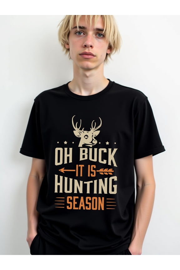 Hunting Season Buck Tee Men's Crew neck T-shirts black funny graphic tees For summer Casual Daily Wear Unique Design Unisex Shirt Cotton tshirts