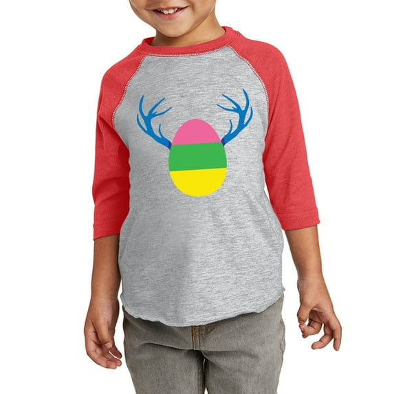 Hunting Season Easter Egg Graphic Toddler Raglan - Happy Easter Day Tshirt for Kids - Christian Shirt Gifts