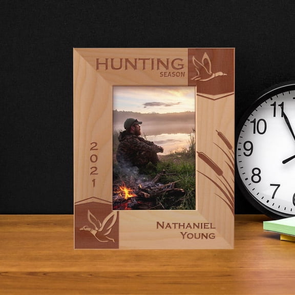 Hunting Season Personalized Wooden Frame 3 1/2" x 5" Brown (Vertical)