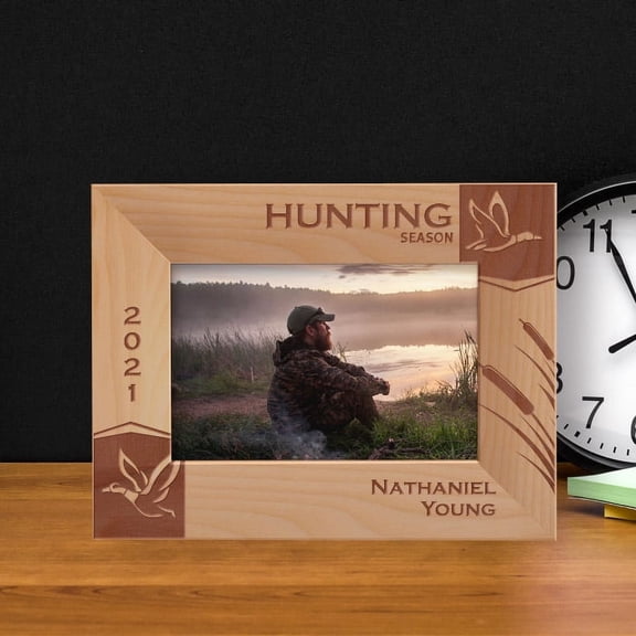 Hunting Season Personalized Wooden Frame-6" x 4" Brown Horizontal
