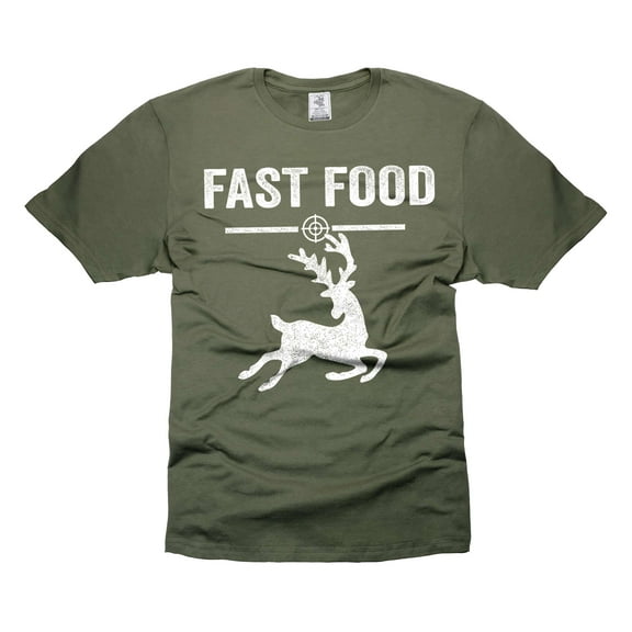 Hunting Shirt Funny Hunting Gifts Fast Food Shirt Hunting Joke Shirt Gift For Men Fathers Day Tee (Large Military Green)