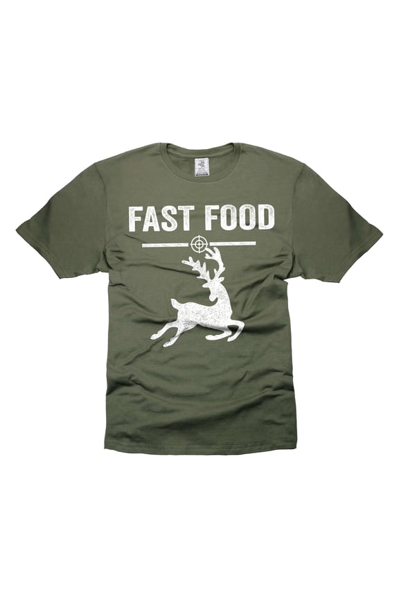 Hunting Shirt Funny Hunting Gifts Fast Food Shirt Hunting Joke Shirt Gift For Men Fathers Day Tee (Large Military Green)
