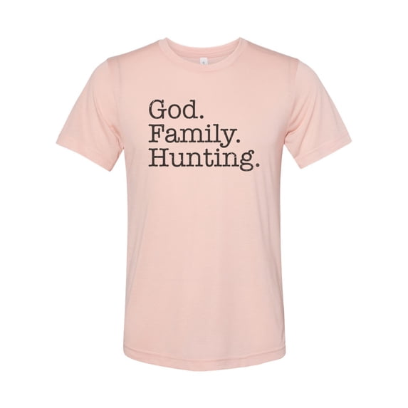 Hunting Shirt, God Family Hunting, Christian Shirt, Country Shirt, Gift For Him, Hunting Apparel, Faith And Family, Christian Apparel, Hunt, Peach, SMALL