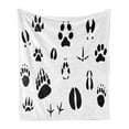 thumbnail image 1 of Hunting Soft Flannel Fleece Throw Blanket, Wildlife Animal Footprints and Hooves Claw Silhouettes Ecology Nature Theme, Cozy Plush for Indoor and Outdoor Use, 60" x 80", Black and White, by Ambesonne, 1 of 5