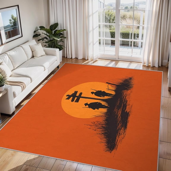 Hunting Sunset Area Rug Outdoor Scene Carpet Washable Non Slip Soft Living Room Bedroom Entrance Mat 2x3ft