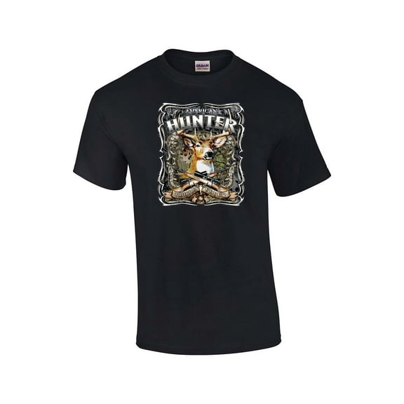 Hunting T-shirt American Hunter Whitetail Fever Deer Buck Wildlife Venison Hunt Elk Outdoors Tee Shirt-Black-Small