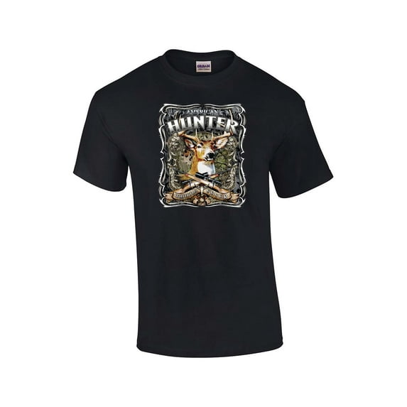 Hunting T-shirt American Hunter Whitetail Fever Deer Buck Wildlife Venison Hunt Elk Outdoors Tee Shirt-Black-XXXL