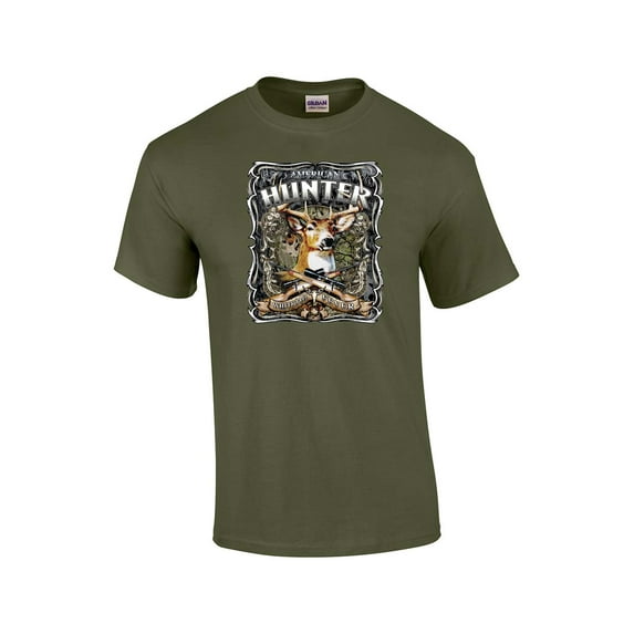 Hunting T-shirt American Hunter Whitetail Fever Deer Buck Wildlife Venison Hunt Elk Outdoors Tee Shirt-Military-XL