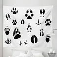 thumbnail image 1 of Hunting Tapestry, Wildlife Animal Footprints and Hooves Claw Silhouettes Ecology Nature Theme, Fabric Wall Hanging Decor for Bedroom Living Room Dorm, 5 Sizes, Black and White, by Ambesonne, 1 of 1