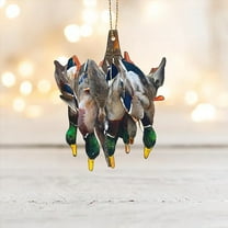 Hunting Theme Acrylic Christmas Ornaments, featuring detailed waterbird duck designs that make perfect decorations for Christmas trees or as car rearview mirror pendants, 3.15in