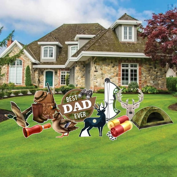 Hunting Theme Father's Day Yard Card Decoration Set, 10 Pcs (19357)