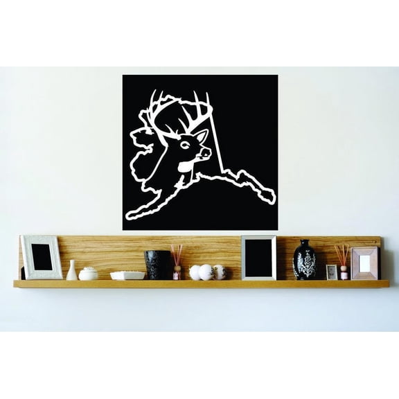 Hunting Themed Wall Decal Decoration Alaska Wild Deer Buck Hunt Outdoor Lifestyle Stickers Home Decoration for Hunters - Size: 13 In x 13 In