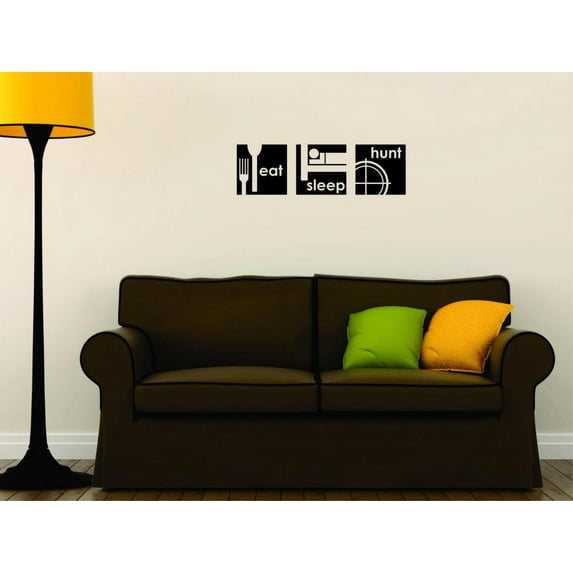 Hunting Themed Wall Decal Decoration Eat Sleep Hunt Outdoor Wild Outdoor Lifestyle Stickers Home Decoration for Hunters - Size: 8 In x 20 In