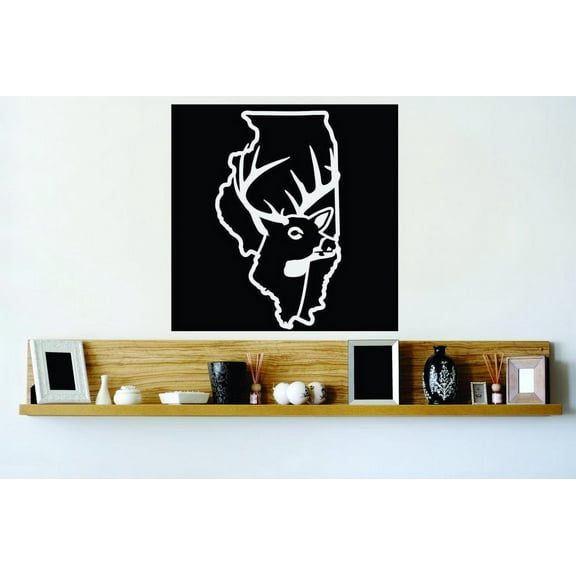 Hunting Themed Wall Decal Decoration Illinois Wild Deer Buck Hunt Outdoor Lifestyle Stickers Home Decoration for Hunters - Size: 13 In x 13 In