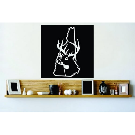 Hunting Themed Wall Decal Decoration New Hampshire Wild Deer Buck Hunt Outdoor Lifestyle Stickers Home Decoration for Hunters - Size: 13 In x 13 In