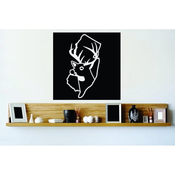 Hunting Themed Wall Decal Decoration New Jersey Wild Deer Buck Hunt Outdoor Lifestyle Stickers Home Decoration for Hunters - Size: 13 In x 13 In
