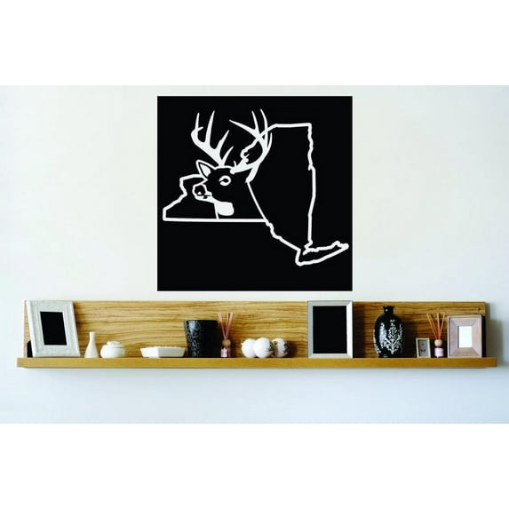 Hunting Themed Wall Decal Decoration New York Wild Deer Buck Hunt Outdoor Lifestyle Stickers Home Decoration for Hunters - Size: 32 In x 32 In