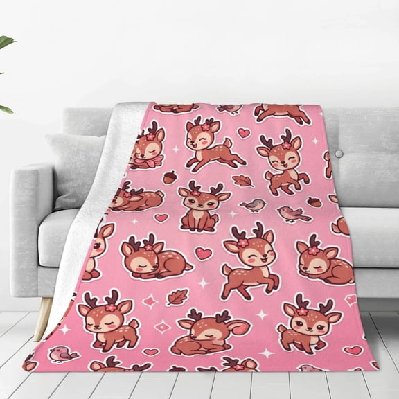 Hunting Throw Blanket, Deer Hunting Theme with Nature Forest Pattern, Cozy Flannel Blanket Christmas Gift for Men Home Decor 50x40