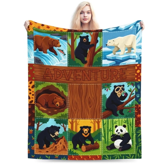 Hunting Throw Blanket, Flannel Blanket with Rustic Wild Animal Pattern, Camping Travel Outdoor Blanket 50x40