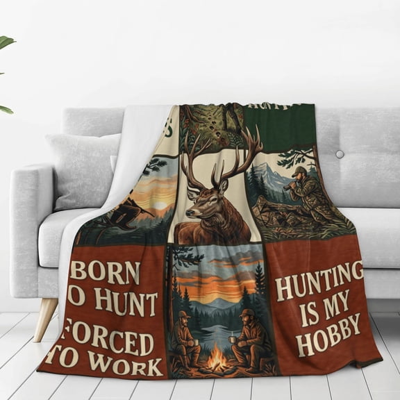 Hunting Throw Blanket, Hunting Gifts for Men, Deer Hunter Design Blanket, Unique Gift for Hunters Dad Present 50x40