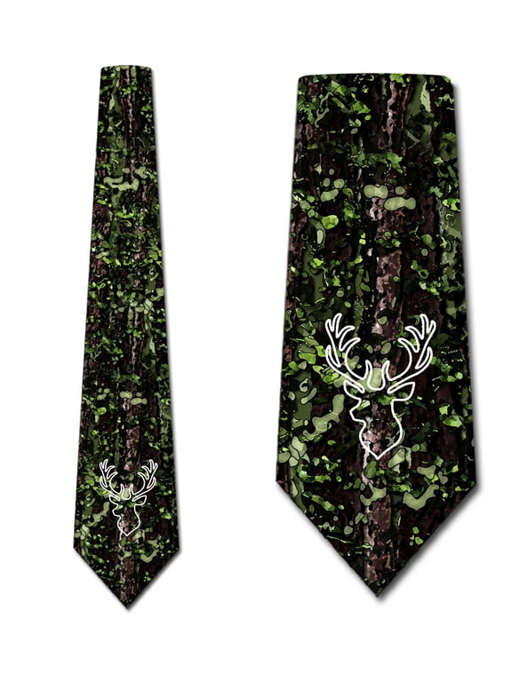 Hunting Ties Mens Camo Green Camouflage Necktie by Three Rooker