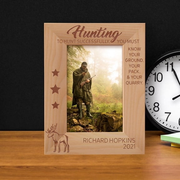 Hunting To Hunt Successfully Personalized Wooden Frame 4" x 6" Brown (Vertical)