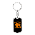 thumbnail image 1 of Hunting Tourism Bear Stainless Steel or 18k Gold Premium Swivel Dog Tag Keychain, 1 of 10