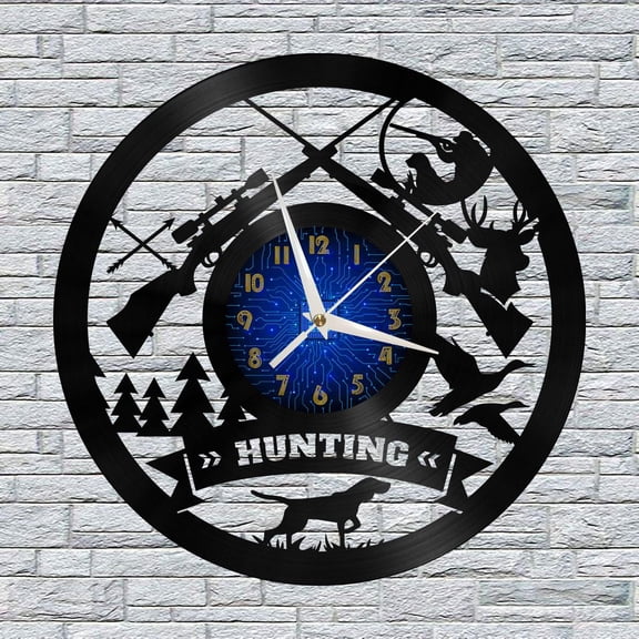 Hunting in The Wild 2 12 Inch Vinyl Record Wall Clock - Silent, Creative, and Unique Clock for Living Room, Entryway, or Bedroom Decor - Perfect Gift Idea(12 inchs B without LED)