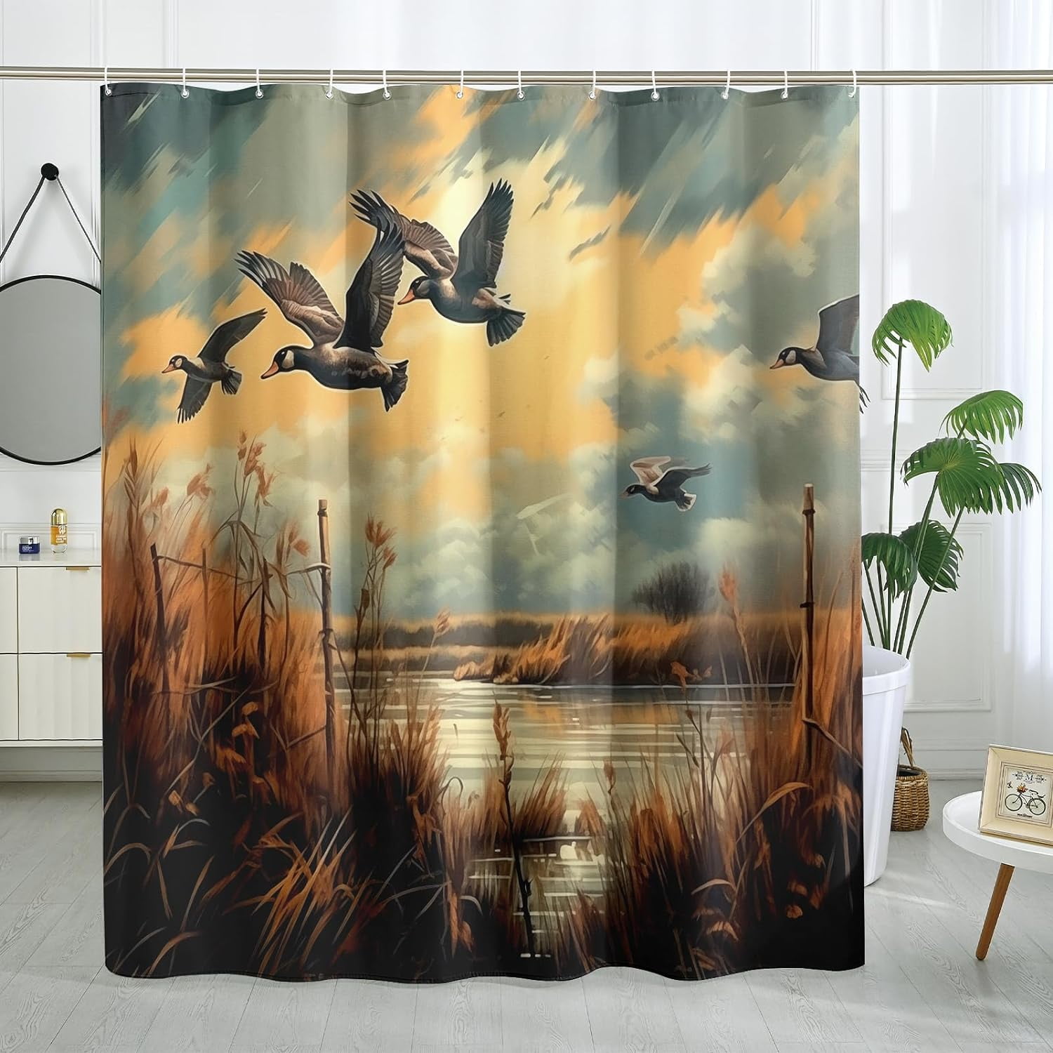 Hunting Wild Ducks Shower Curtain Rustic Country Shower Curtains