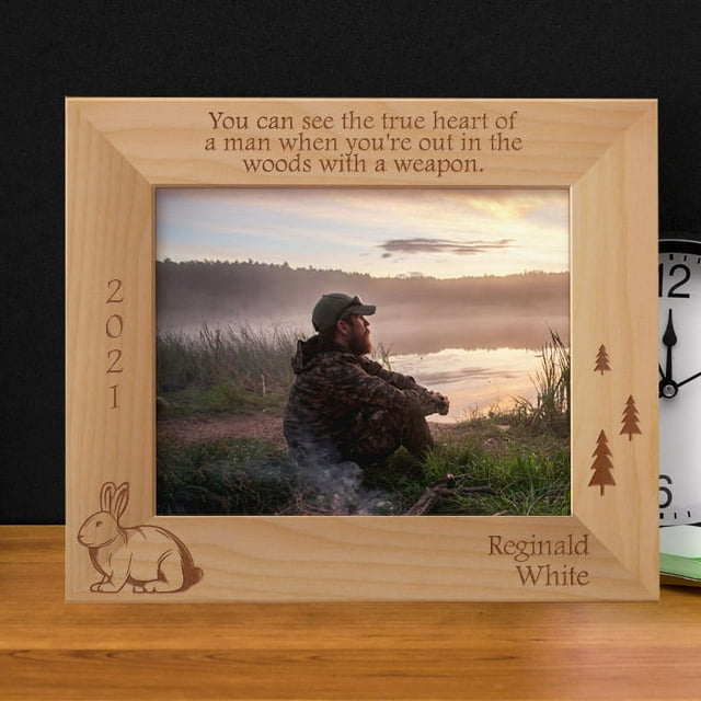Hunting You Can See The True Heart Personalized Wooden Frame-10" x 8" Brown Horizontal