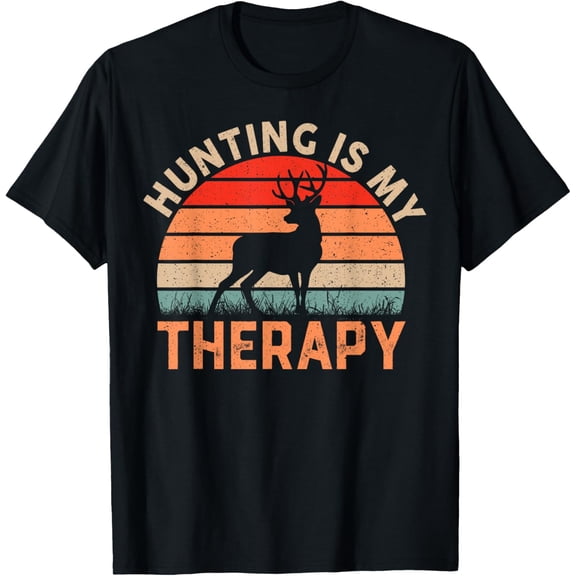 Hunting is My Therapy Vintage Hunter Whitetail Buck Deer T-Shirt