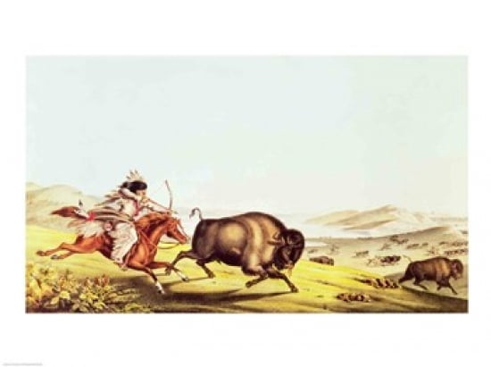 Hunting the Buffalo Canvas Art - (36 x 24)