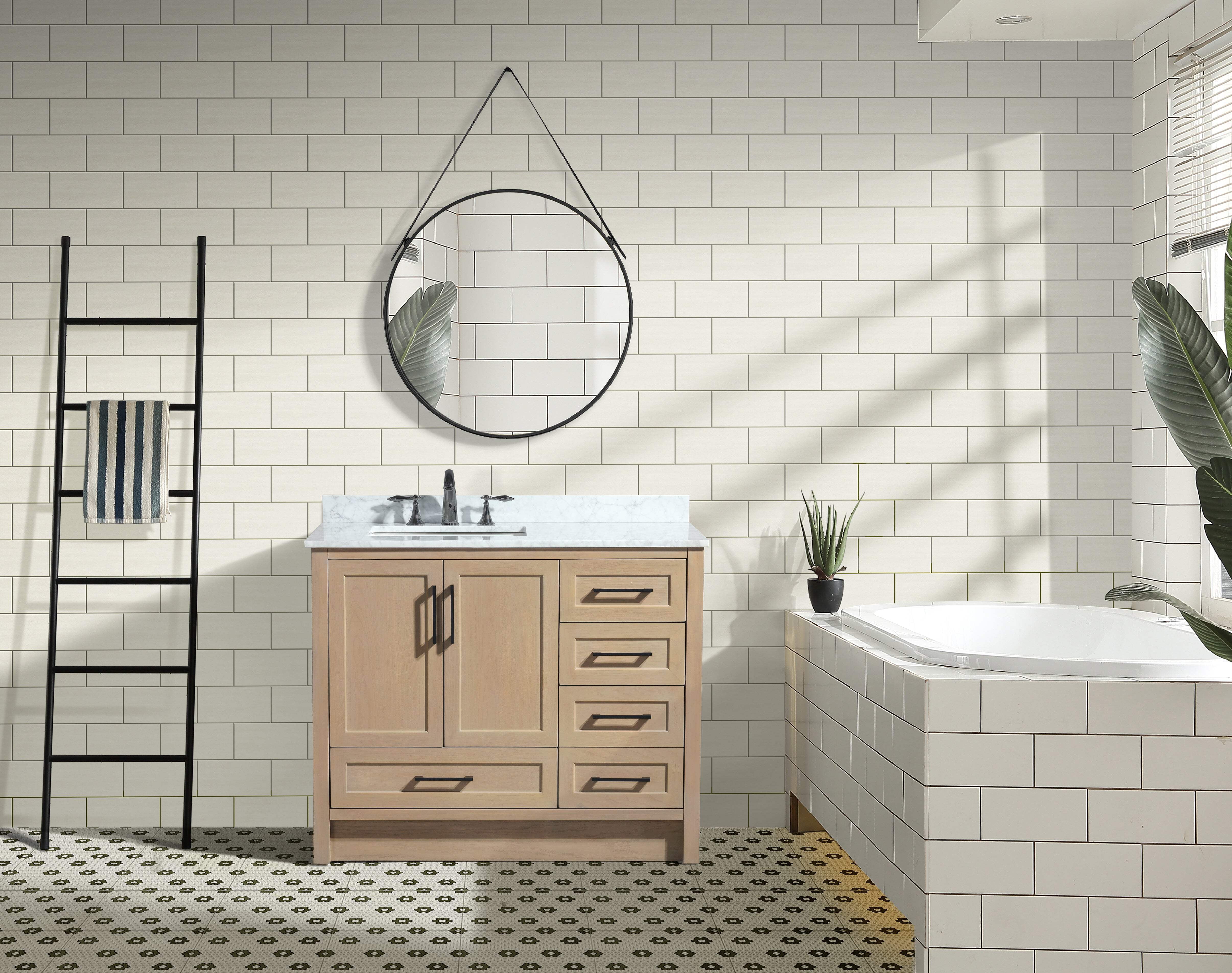 Huntington 42" Oak Gray Bathroom Vanity with Carrara Marble Countertop