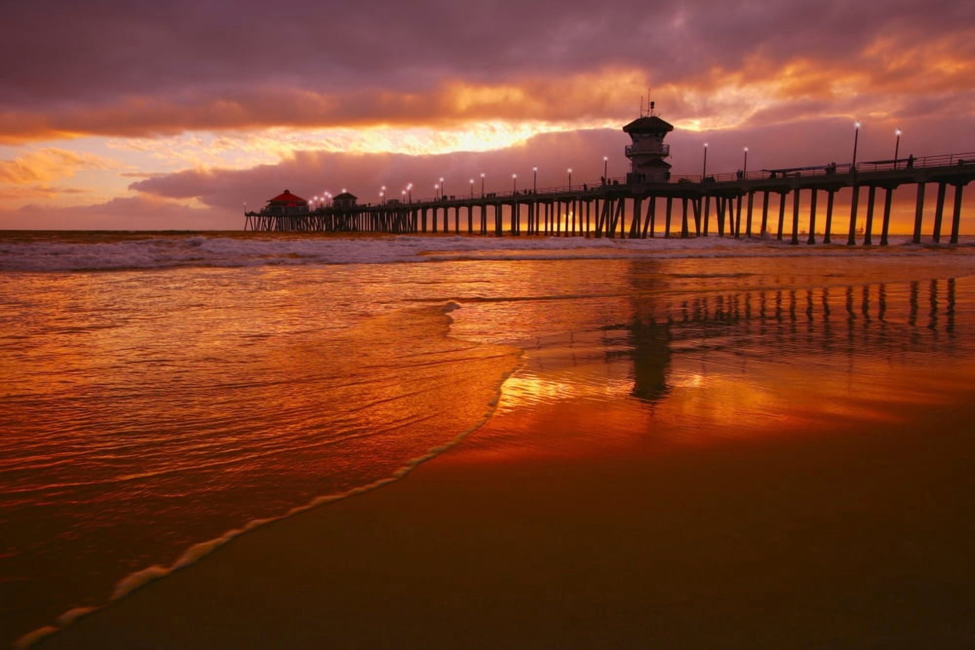 Huntington Beach At Sunset California Usa Canvas Art - Don Hammond Design Pics (17 x 11)