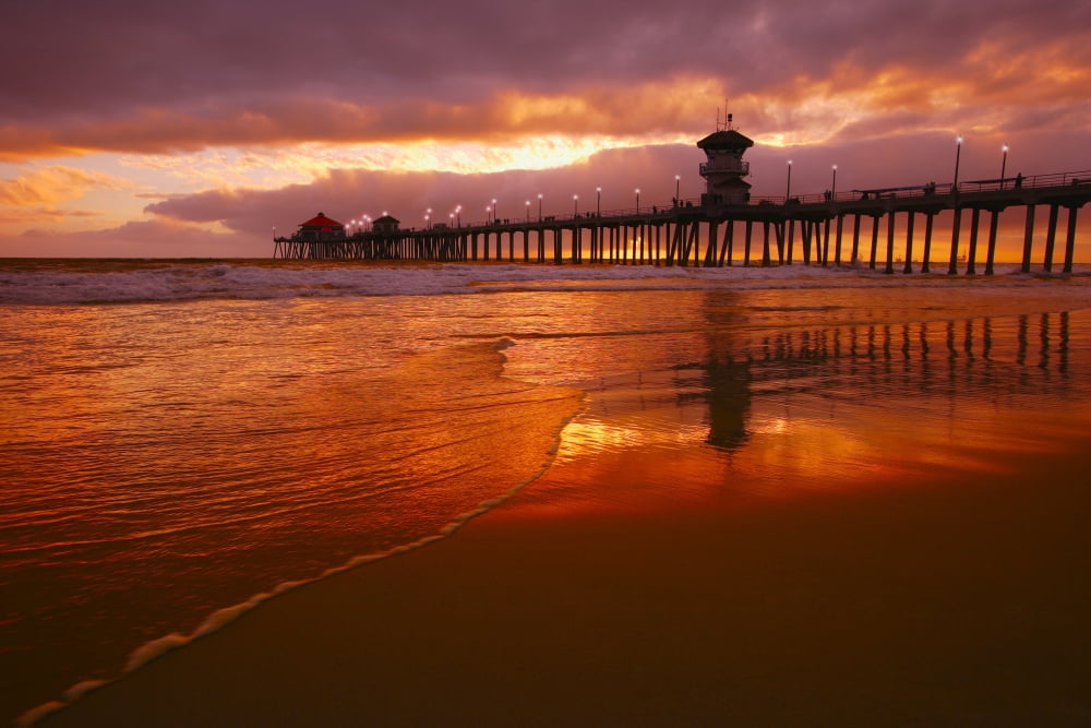 Huntington Beach At Sunset California Usa Canvas Art - Don Hammond Design Pics (34 x 22)